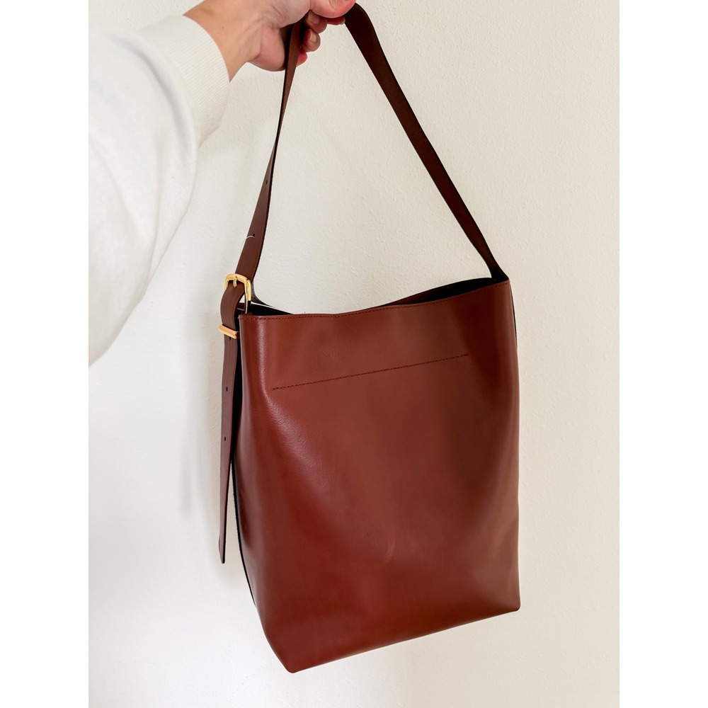 Madewell The Essential Bucket Tote Chocolate Brown Leather Bag Career Boho - Picture 11 of 12